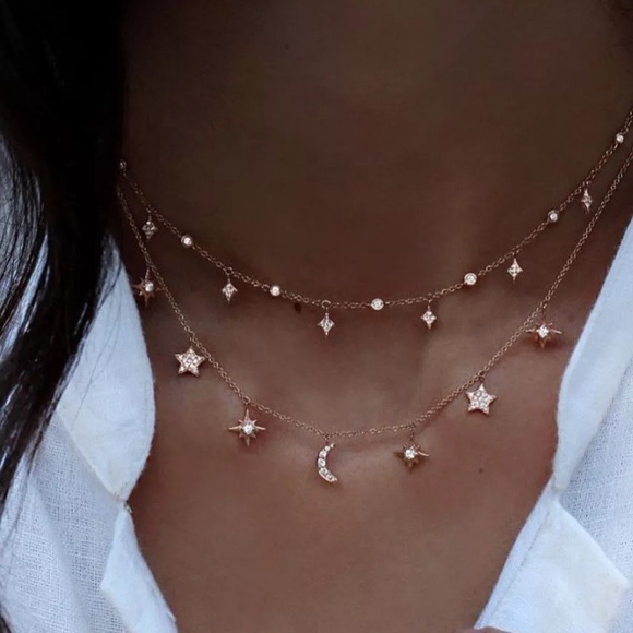 Urban Outfitters Jewelry - Sparkle star moon double layer Choker necklace